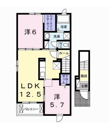 久留米市田主丸町田主丸のアパートの間取り