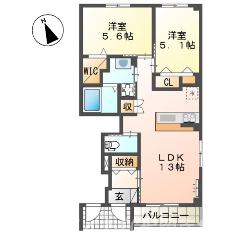 糟屋郡粕屋町酒殿のアパートの間取り