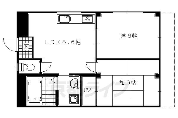 京都市右京区西京極葛野町のマンションの間取り