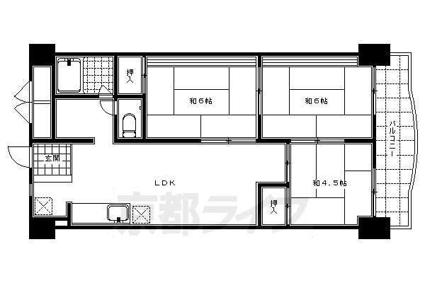 【京都市南区上鳥羽奈須野町のマンションの間取り】