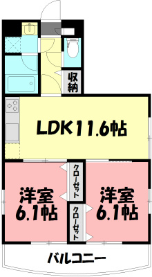 茅ヶ崎市赤羽根のマンションの間取り