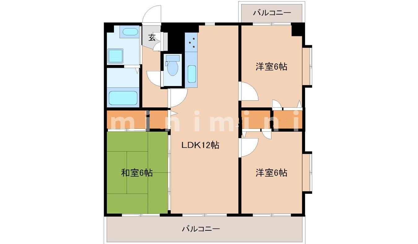 【熊本市中央区出水のマンションの間取り】