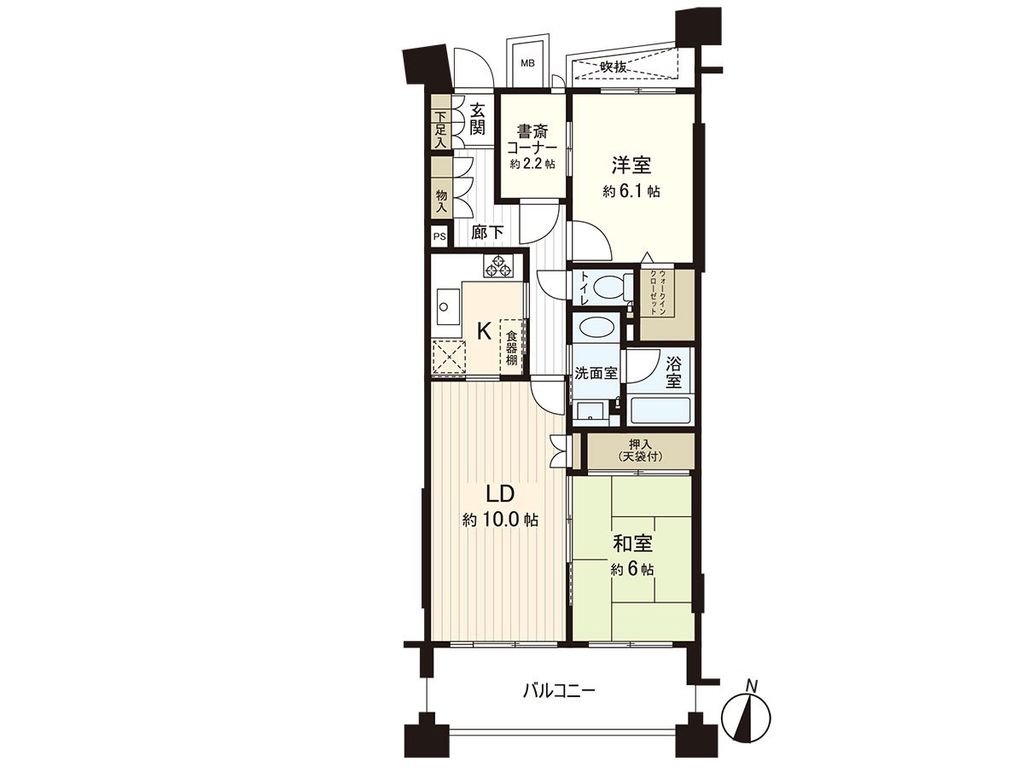 五橋パークホームズ仙台中央ガーデンコートの間取り