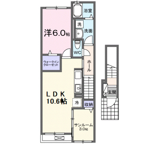 葛城市北花内のアパートの間取り