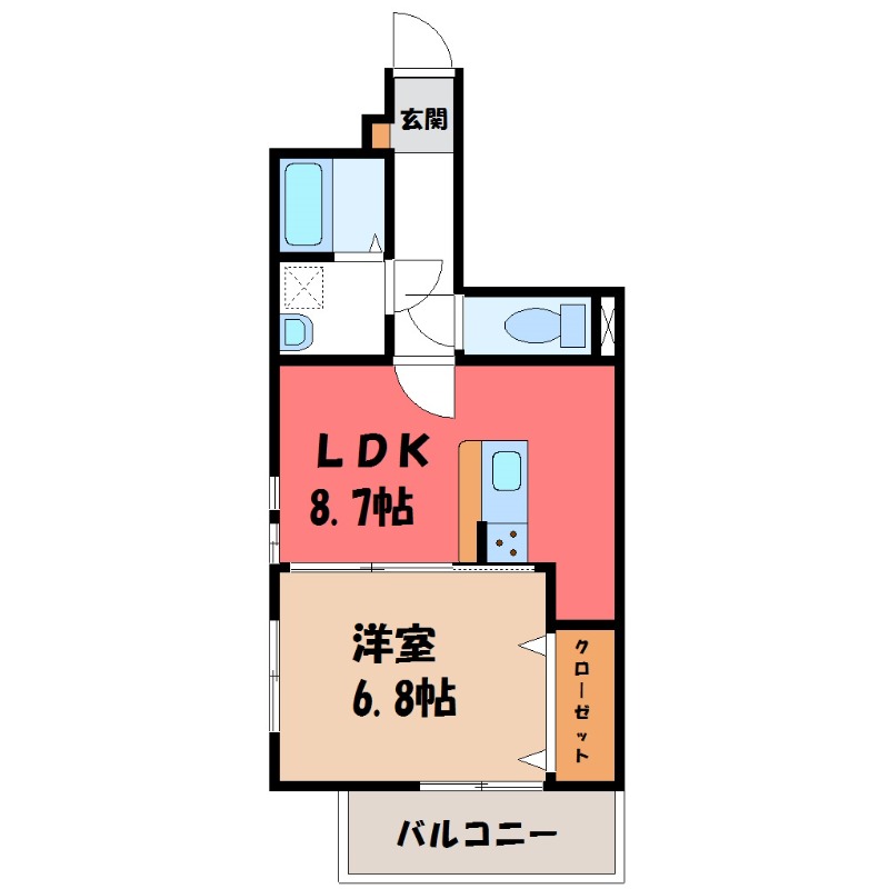 宇都宮市中今泉のマンションの間取り