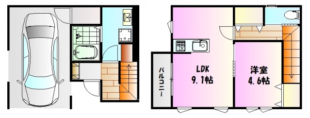 広島市安佐南区緑井のアパートの間取り