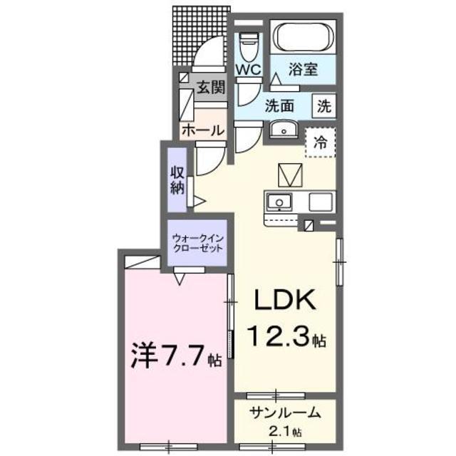 熊本市南区城南町下宮地のアパートの間取り