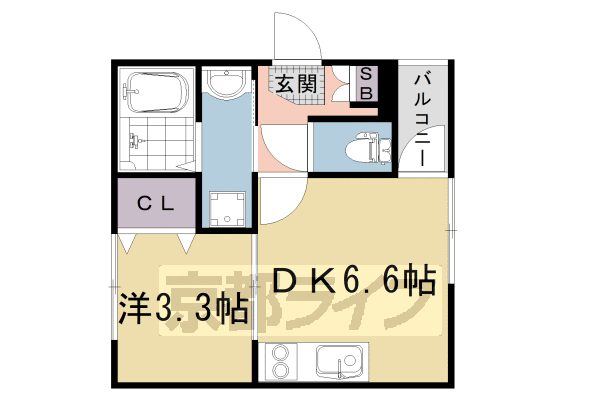 京都市右京区太秦乾町のアパートの間取り