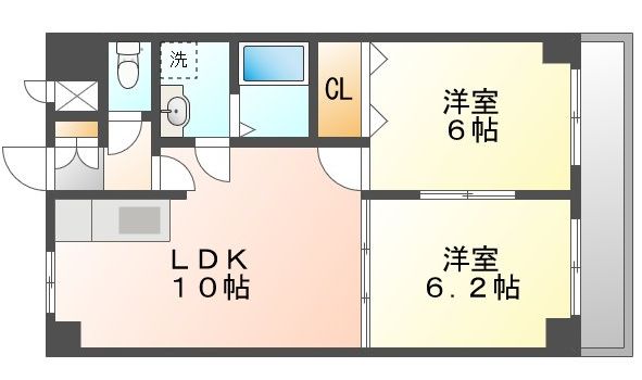 岡山市南区大福のマンションの間取り