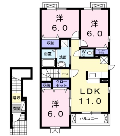 小松島市金磯町のアパートの間取り