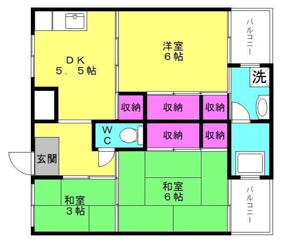 サンライズ高砂　１号棟の間取り