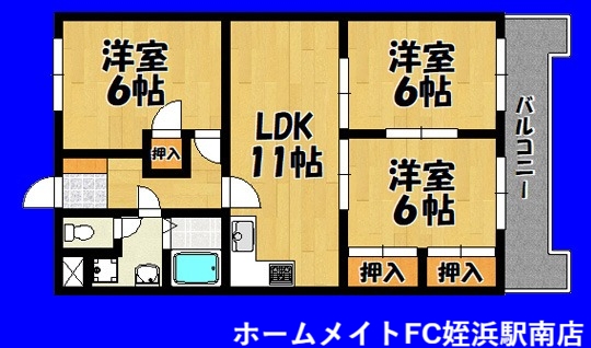 福岡市西区上山門のマンションの間取り