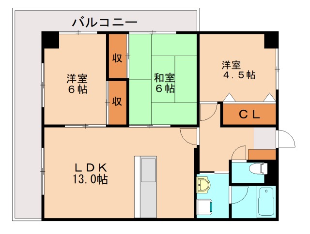 北九州市八幡西区京良城町のマンションの間取り