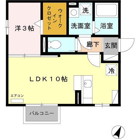 新潟市江南区亀田向陽のアパートの間取り