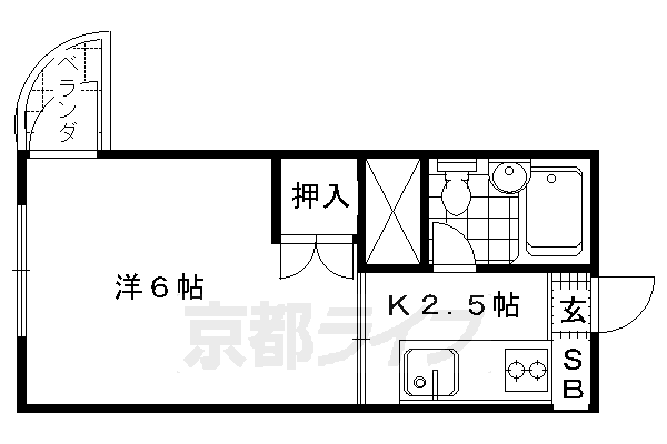 京都市下京区西七条南衣田町のマンションの間取り