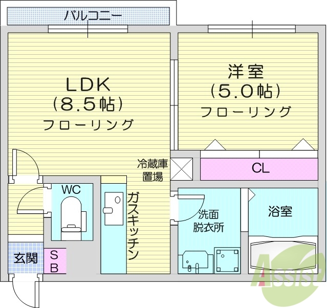 地下鉄南北線 北３４条駅 徒歩8分 4階建 築21年の間取り写真