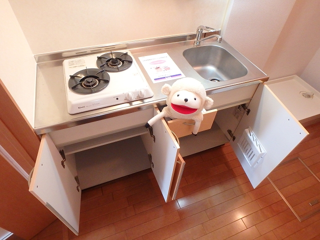 キッチン　2口ガスコンロ付のキッチン★（経済的な都市ガス）