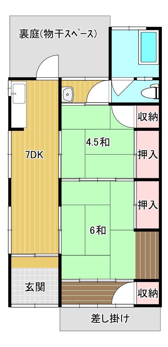 筋ヶ浜町９－１４連棟貸家の間取り