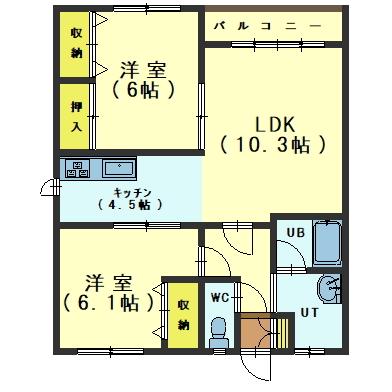 函館市松陰町のマンションの間取り