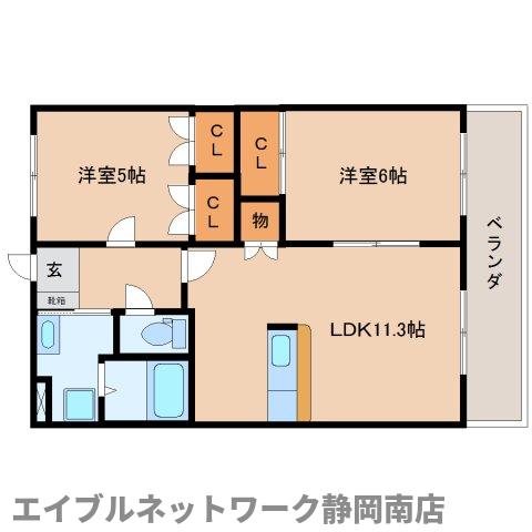 焼津市三ケ名のアパートの間取り