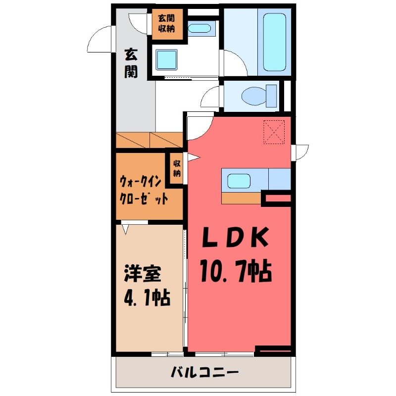 下都賀郡壬生町大字壬生丁のアパートの間取り