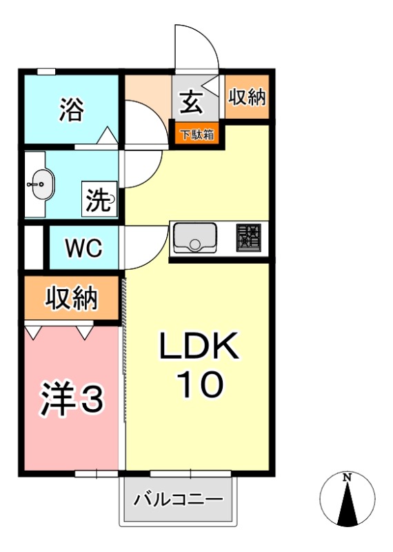 倉敷市四十瀬のアパートの間取り