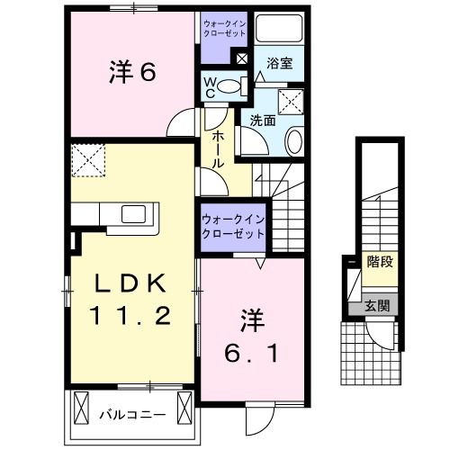 安芸高田市吉田町吉田のアパートの間取り