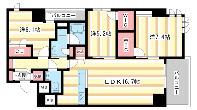 奈良市大宮町のマンションの間取り