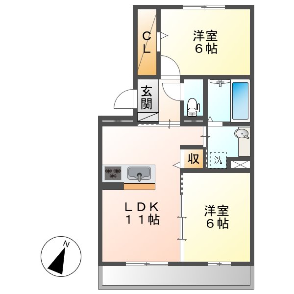 倉敷市連島のアパートの間取り