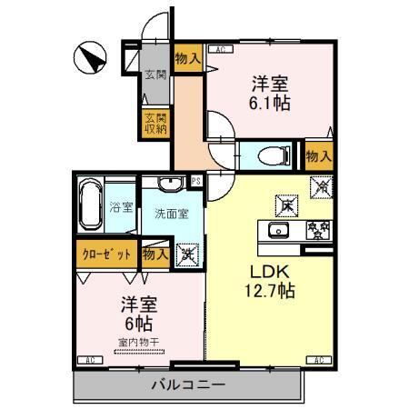 大枝Ｄ－ＲＯＯＭ　Ｂ棟の間取り