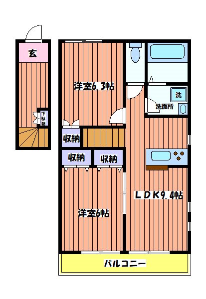 立川市高松町のアパートの間取り