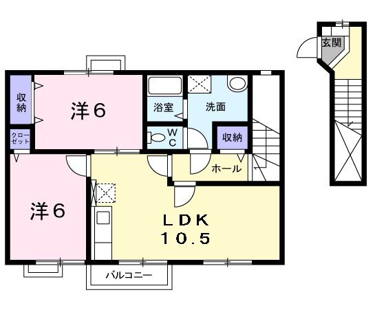 泉佐野市南中安松のアパートの間取り