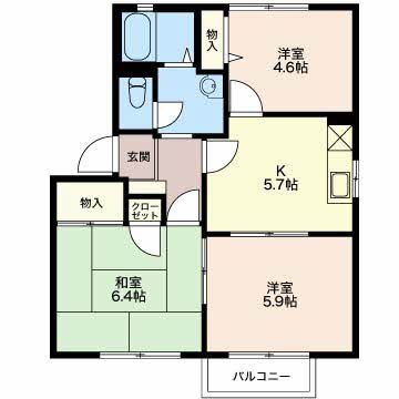 新潟市江南区城所のアパートの間取り