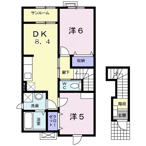 能美市徳山町のアパートの間取り