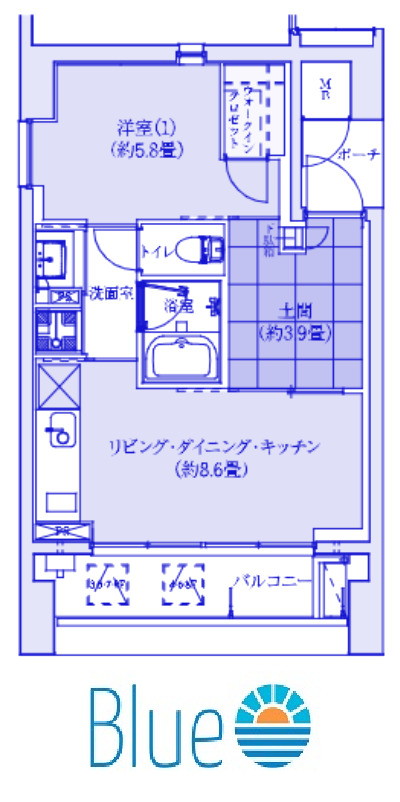 川崎市川崎区追分町のマンションの間取り