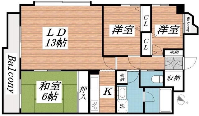 ＪＲ山陽本線 魚住駅 徒歩5分 6階建 築37年の間取り写真
