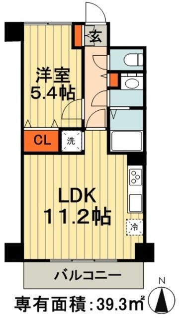 ＪＲ総武線 千葉駅 徒歩8分 15階建 築20年の間取り写真
