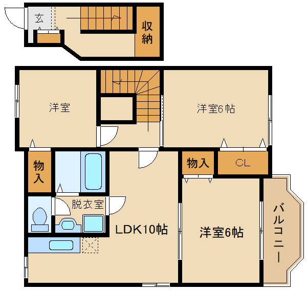 近鉄南大阪線 古市駅 徒歩18分 2階建 築26年の間取り写真