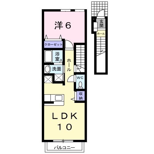 岡山市中区倉富のアパートの間取り