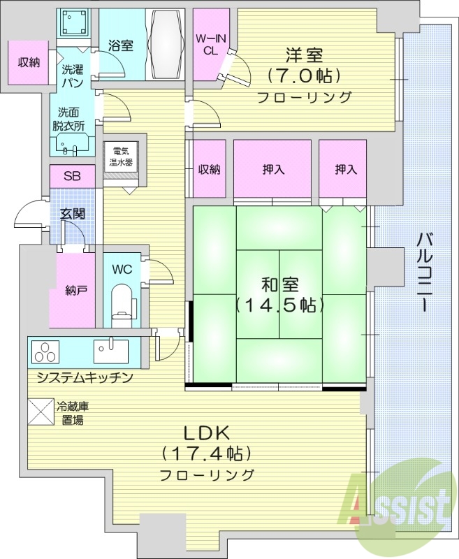 札幌市北区北八条西のマンションの間取り