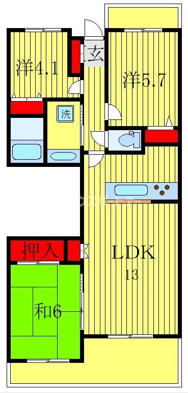 柏市東中新宿のマンションの間取り