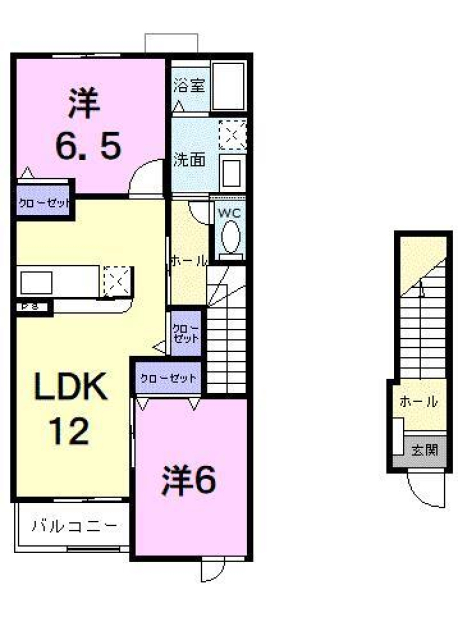 伊予市下吾川のアパートの間取り