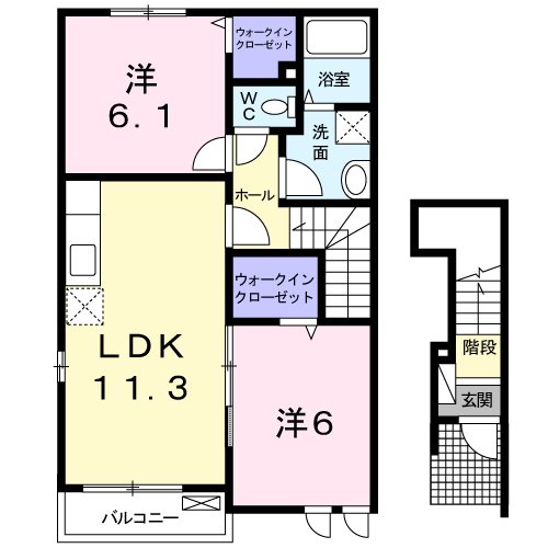 枕崎市汐見町のアパートの間取り