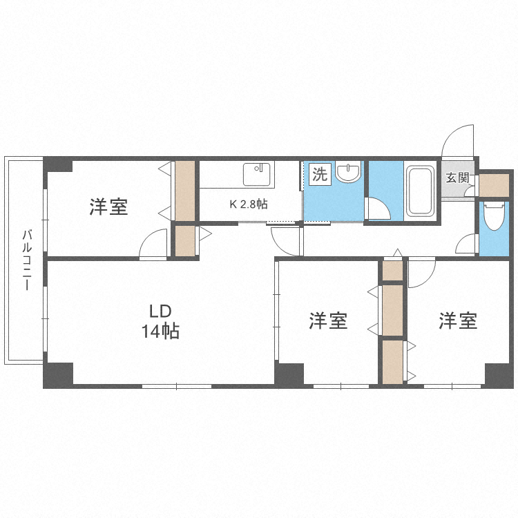 札幌市中央区北三条東のマンションの間取り