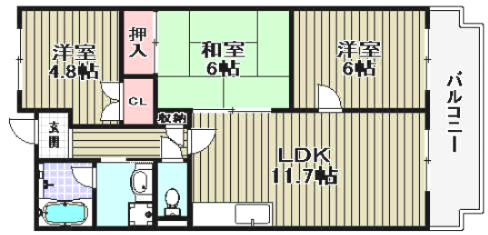 高石市取石のアパートの間取り