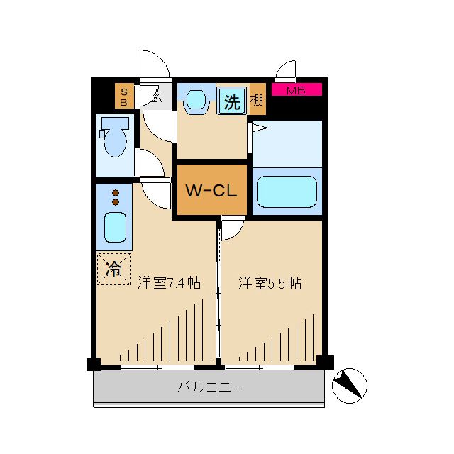 中野区東中野のマンションの間取り