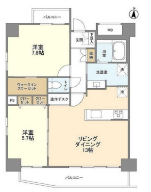 荒川区西日暮里のマンションの間取り