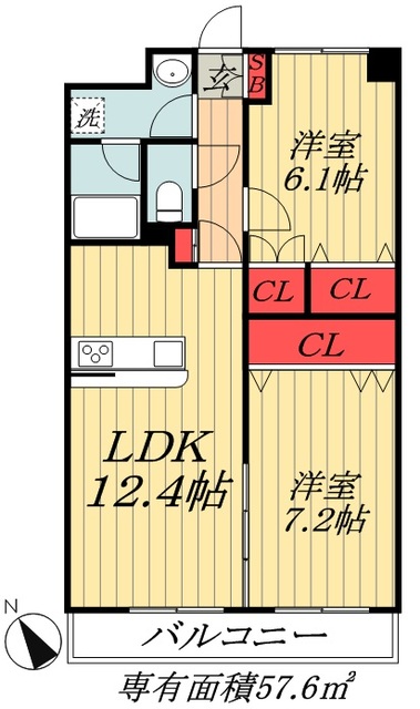 市川市本塩のマンションの間取り