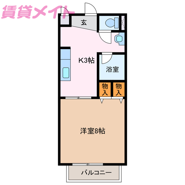 三重郡菰野町大字菰野のアパートの間取り