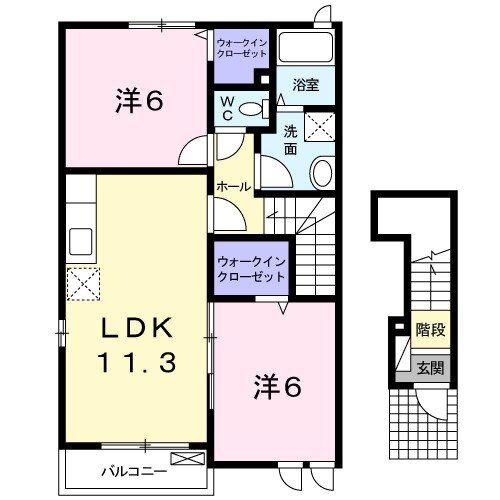 松阪市甚目町のアパートの間取り